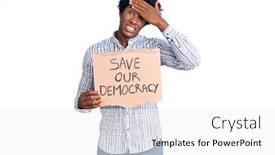  Presentation with african american protest - Cool new PPT layouts with handsome-african-american-man backdrop and a white colored foreground