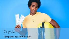  Presentation with cabin - PPT layouts with handsome-african-american-man background and a light blue colored foreground