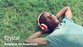  Presentation with knitting african american - Presentation theme consisting of handsome african american man background and a ocean colored foreground