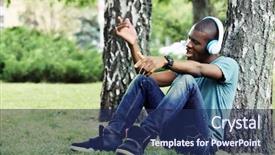  Presentation with african american - Beautiful PPT layouts featuring handsome african american man backdrop and a navy blue colored foreground