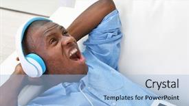  Presentation with singer - Presentation design with handsome african american man background and a light blue colored foreground