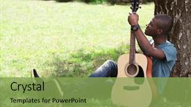  Presentation with guitar - Beautiful theme featuring handsome-african-american-man backdrop and a seafoam green colored foreground