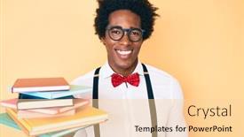  Presentation with afro - Audience pleasing presentation design consisting of handsome-african-american-nerd-man backdrop and a lemonade colored foreground