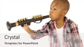  Presentation with clarinet - Beautiful slides featuring handsome african american preschooler playing backdrop and a light gray colored foreground