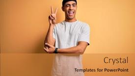  Presentation with victory sport - Audience pleasing PPT theme consisting of handsome-african-american-sportsman-doing backdrop and a gold colored foreground