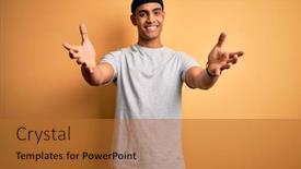  Presentation with happiness - PPT layouts consisting of handsome-african-american-sportsman-doing background and a red colored foreground