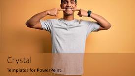  Presentation with african american dental - Colorful slide deck enhanced with handsome-african-american-sportsman-doing backdrop and a red colored foreground