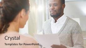  Presentation with generational african american culture - PPT theme enhanced with handsome african american superior holding background and a lemonade colored foreground