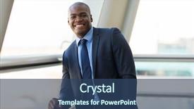  Presentation with modern reflective office buildings - PPT theme featuring handsome african businessman in modern background and a ocean colored foreground