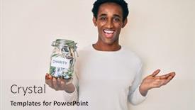  Presentation with african charity - Beautiful theme featuring handsome-african-man-holding-charity backdrop and a soft green colored foreground