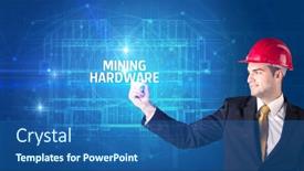  Presentation with architect - Beautiful presentation theme featuring handsome-architect-drawing-with-helmet backdrop and a ocean colored foreground