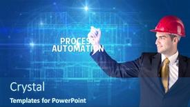  Presentation with process automation - Beautiful slide set featuring handsome-architect-with-helmet-drawing backdrop and a ocean colored foreground
