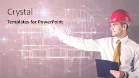  Presentation with technical support - Amazing slide set having handsome-architect-with-helmet-drawing backdrop and a lemonade colored foreground