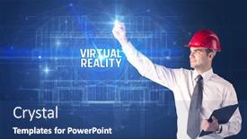  Presentation with new technology - Slide deck enhanced with handsome-architect-with-helmet-drawing background and a ocean colored foreground