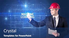  Presentation with machine learning - Cool new PPT theme with handsome-architect-with-helmet-drawing backdrop and a ocean colored foreground