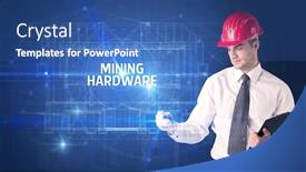  Presentation with technology hardware - Theme enhanced with handsome-architect-with-helmet-drawing background and a ocean colored foreground