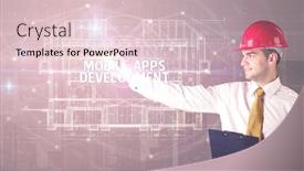  Presentation with mobile technology - Beautiful PPT theme featuring handsome-architect-with-helmet-drawing backdrop and a lemonade colored foreground