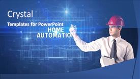  Presentation with home automation - Slides with handsome-architect-with-helmet-drawing background and a teal colored foreground