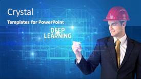  Presentation with technology learning - Amazing PPT theme having handsome-architect-with-helmet-drawing backdrop and a teal colored foreground