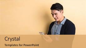  Presentation with asian - Slides with handsome asian young man using background and a yellow colored foreground