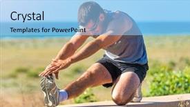  Presentation with athlete - Colorful PPT theme enhanced with wram up - handsome athlete warming up backdrop and a  colored foreground