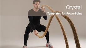  Presentation with working - Presentation theme having handsome-athletic-sportsman-working-out background and a coral colored foreground