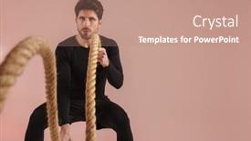  Presentation with battle - Amazing slide set having handsome-athletic-sportsman-working-out backdrop and a coral colored foreground