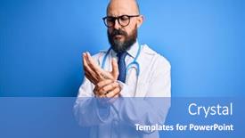  Presentation with bald - PPT layouts featuring handsome-bald-doctor-man background and a teal colored foreground