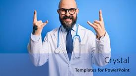  Presentation with rock star - Theme with handsome-bald-doctor-man background and a teal colored foreground