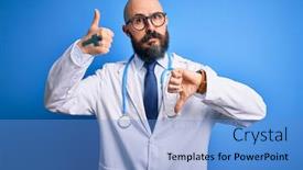  Presentation with conflict - Cool new presentation design with handsome-bald-doctor-man backdrop and a teal colored foreground