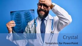  Presentation with xray - Theme with handsome-bald-doctor-man background and a teal colored foreground