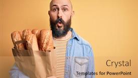  Presentation with yellow paper - Colorful PPT theme enhanced with handsome-bald-man-with-beard backdrop and a yellow colored foreground