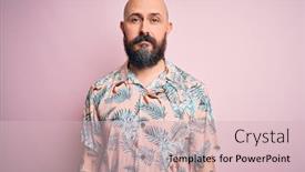  Presentation with pink simple - Slide deck having handsome-bald-man-with-beard background and a soft green colored foreground