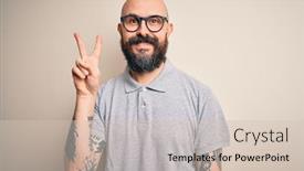  Presentation with polo - Cool new slides with handsome-bald-man-with-beard backdrop and a soft green colored foreground