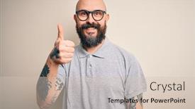  Presentation with bald - PPT layouts having handsome-bald-man-with-beard background and a soft green colored foreground