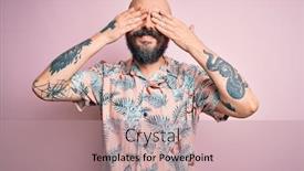  Presentation with tattoo - Presentation design featuring handsome-bald-man-with-beard background and a coral colored foreground