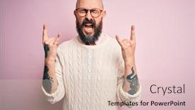  Presentation with teal design music symbol - Presentation theme enhanced with handsome-bald-man-with-beard background and a lemonade colored foreground