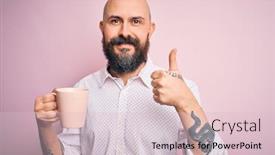  Presentation with tattoo - PPT theme consisting of handsome-bald-man-with-beard background and a lemonade colored foreground
