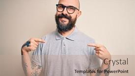 Presentation with tattoo - Amazing slide set having handsome-bald-man-with-beard backdrop and a coral colored foreground