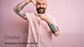  Presentation with frame pink - Cool new slides with handsome-bald-man-with-beard backdrop and a coral colored foreground