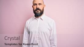  Presentation with pink simple - Audience pleasing PPT theme consisting of handsome-bald-man-with-beard backdrop and a lemonade colored foreground