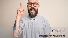  Presentation with polo - Amazing presentation design having handsome-bald-man-with-beard backdrop and a light gray colored foreground