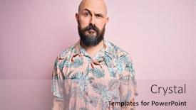  Presentation with tattoo - PPT theme enhanced with handsome-bald-man-with-beard background and a soft green colored foreground