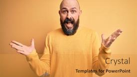 Presentation with bald - Colorful PPT theme enhanced with handsome-bald-man-with-beard backdrop and a gold colored foreground