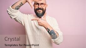  Presentation with frame pink - Colorful theme enhanced with handsome-bald-man-with-beard backdrop and a soft green colored foreground