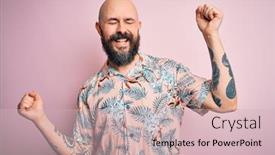  Presentation with tattoo - Cool new presentation theme with handsome-bald-man-with-beard backdrop and a soft green colored foreground