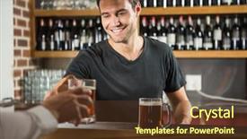  Presentation with giving - PPT theme enhanced with handsome bar tender giving background and a tawny brown colored foreground
