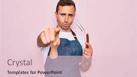  Presentation with blade - Slides consisting of handsome-barber-man-with-blue background and a lemonade colored foreground