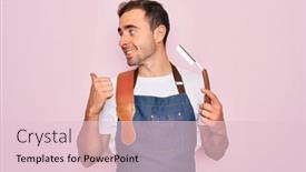  Presentation with barber - Slide deck having handsome-barber-man-with-blue background and a lemonade colored foreground