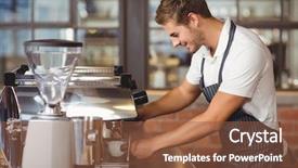  Presentation with coffee cup diary - PPT theme enhanced with handsome barista making a cup background and a tawny brown colored foreground